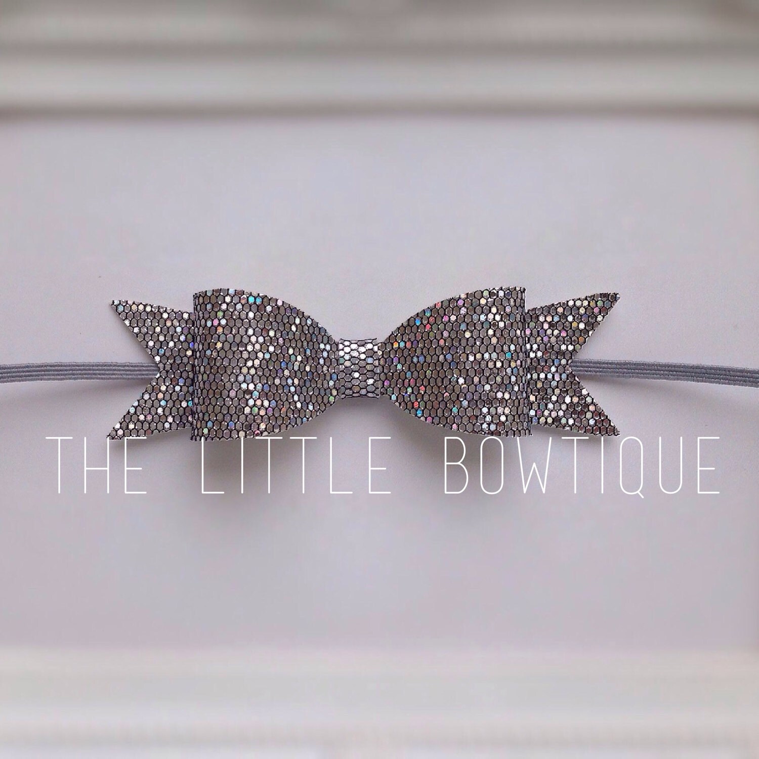 Silver Grey Mermaid Glitter Bow Headband Baby by bowtiquelittle
