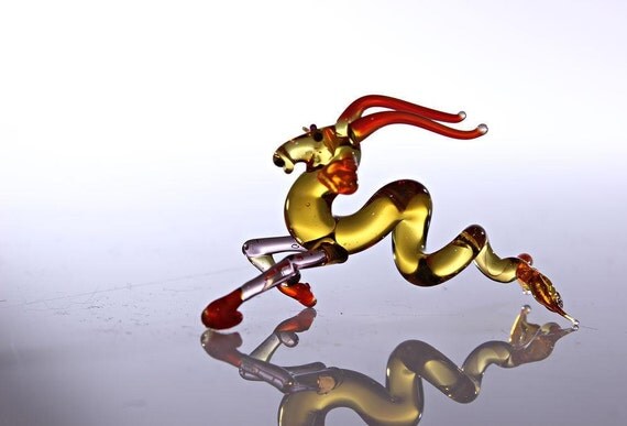 Zodiac Capricorn Glass Miniature, Glass Capricorn, Art Glass, Blown Glass, Sculpture Made Of Glass, Glass Art