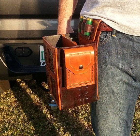 Leather Divided shotgun shell pouch