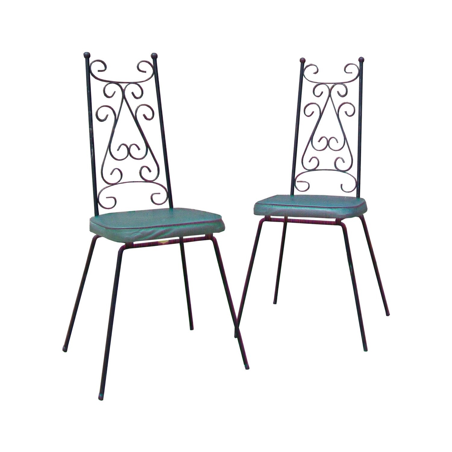 Mid Century Iron Chairs in the Style of Arthur Umanoff, Pair Haute Juice