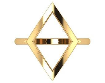 Diamond Shaped Ring 14K Gold | 14K Gold Diamond Shaped Ring | Diamond Shaped Ring