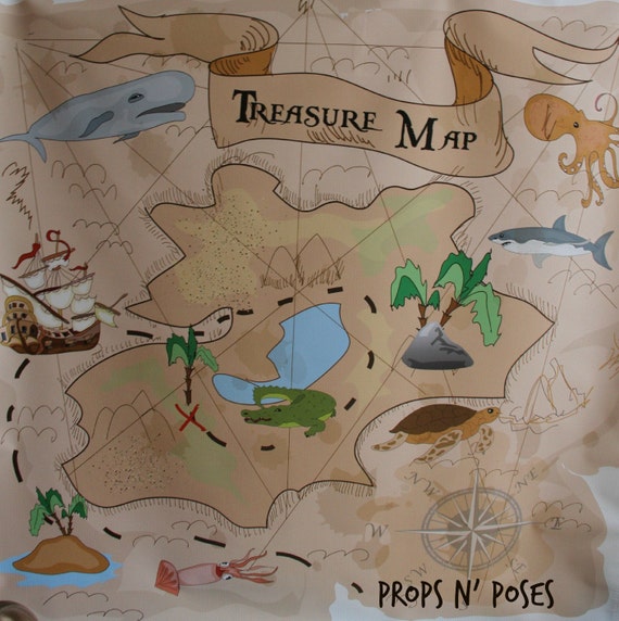 Pirate's treasure map photo back drop by PropsandPoses on Etsy