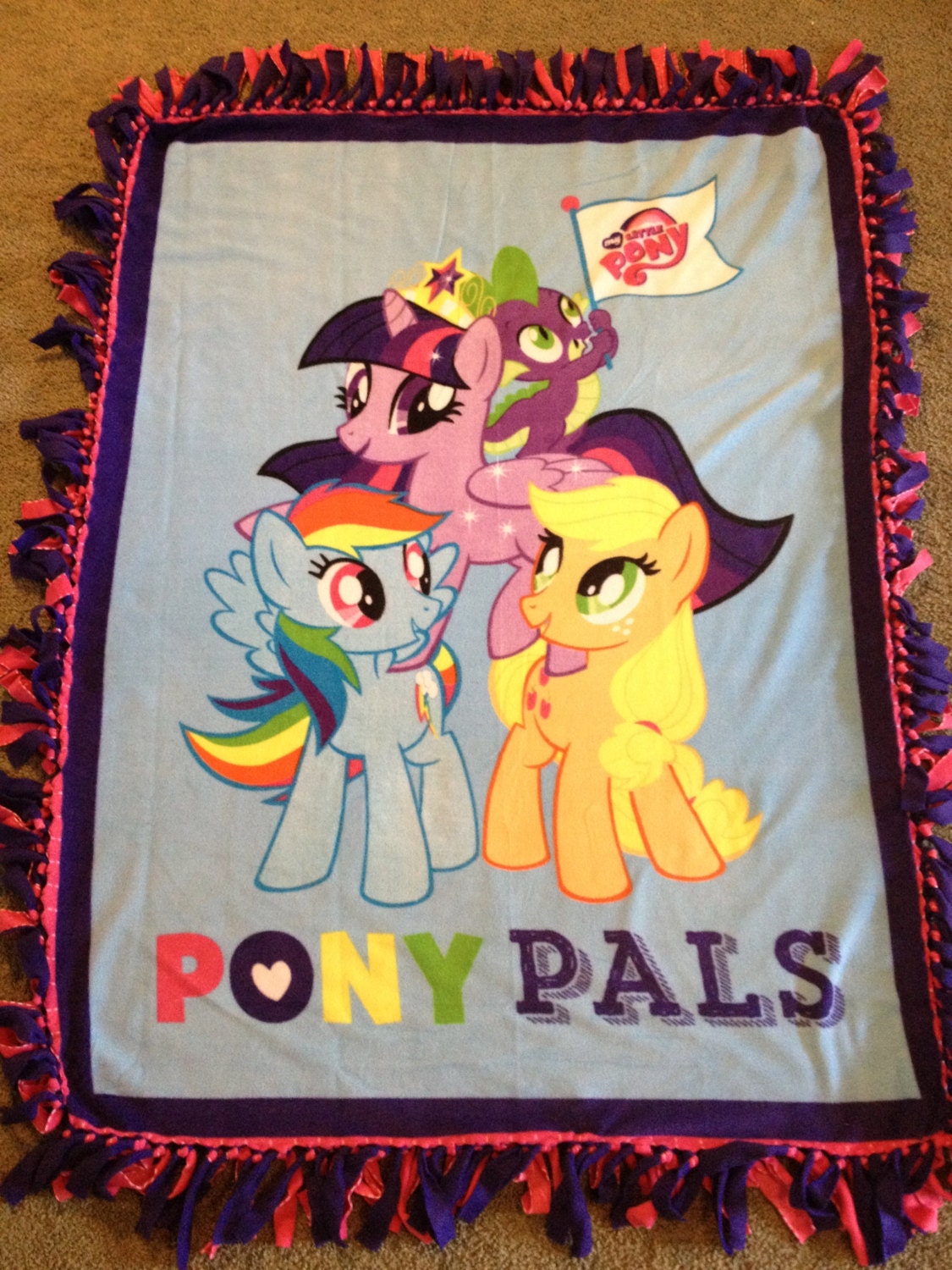 My little pony fleece tie blanket approx 43 by CraftChickSamantha