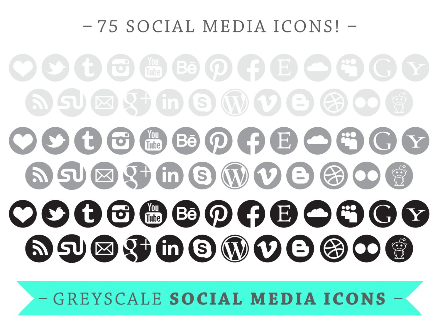 Social Media Icons Circles VECTOR Files by LookLookPrettyPaper