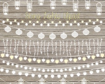 String lights clip art: "STRING LIGHTS CLIPART" with wedding lights, party lights, patio lights, lights clipart for wedding invitations