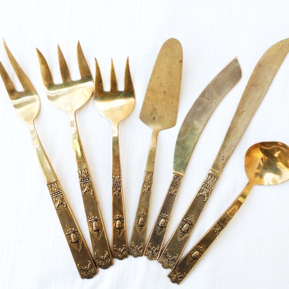 Items similar to Vintage Bronze Kitchen Utensils on Etsy