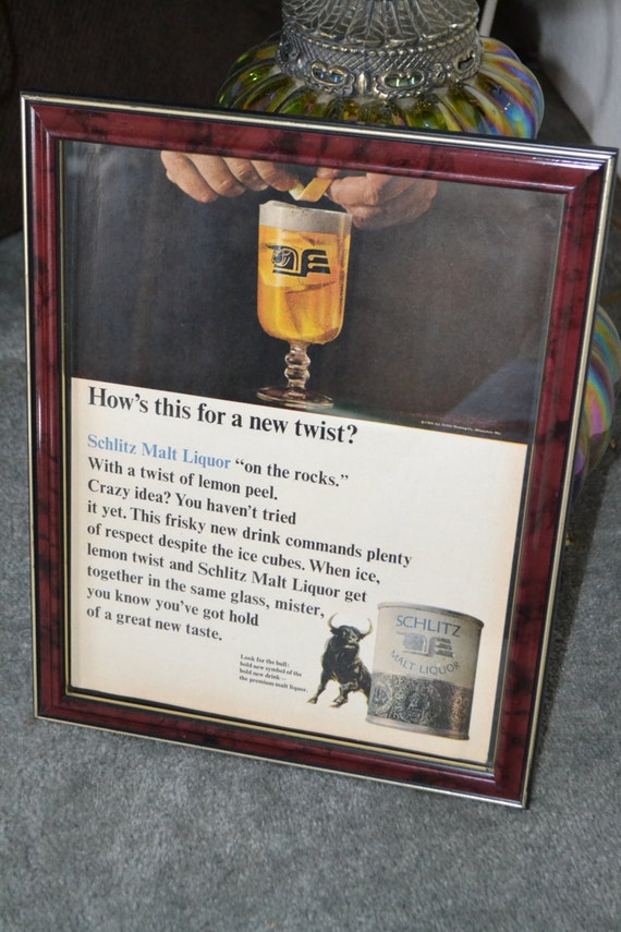 Framed Vintage Schlitz Malt Liquor Beer by MakeUSOffer on Etsy