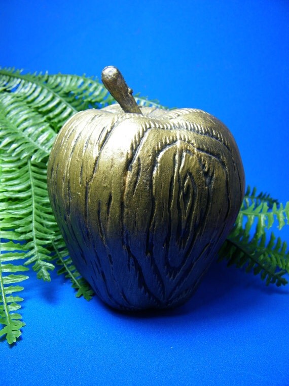 Items similar to Wood Grain Plastic Faux Fruit Golden Apple on Etsy
