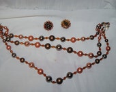 Three stand NECKLACE and Clip EARRNGS