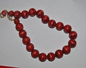 13 1/2" Multi-toned and size BEADED, RED Vintage Necklace