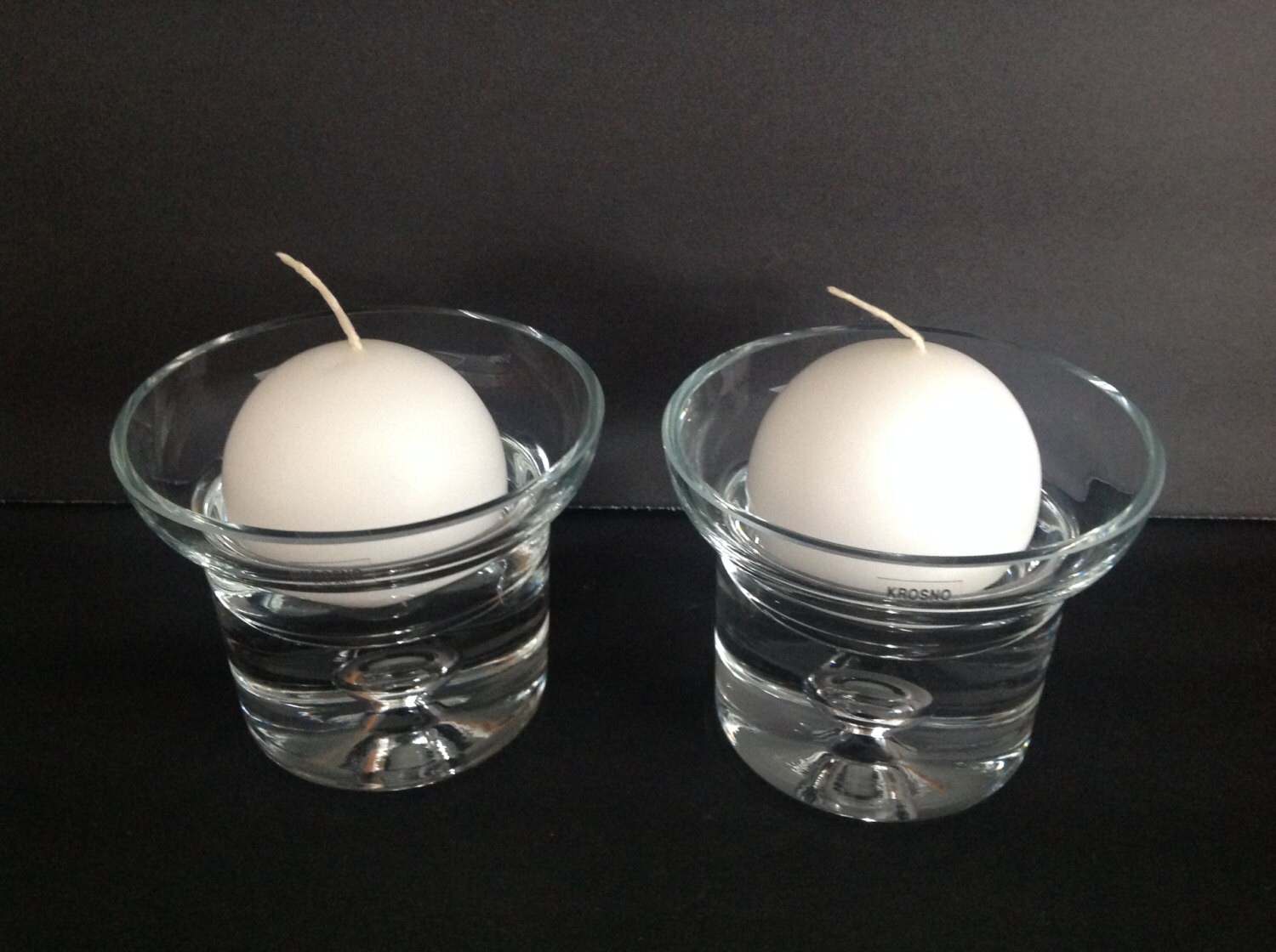 SALE Set of Krosno Poland Bubble Stem Bowl Candle Holders of