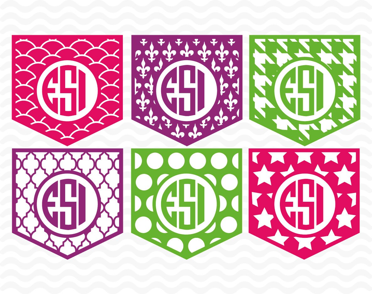 Download Patterned pocket monogram designs, SVG, DXF, EPS, Vinyl ...