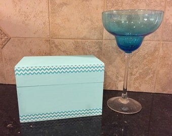 Aqua Green and Cheveron Recipe/keepsake box