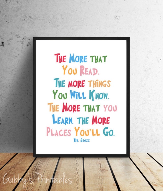 The More that You Read Dr.Seuss INSTANT by GabbysPrintables