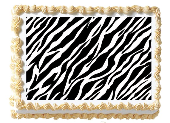 ZEBRA STRIPES Black White Edible Birthday By EBDesignAndPrint