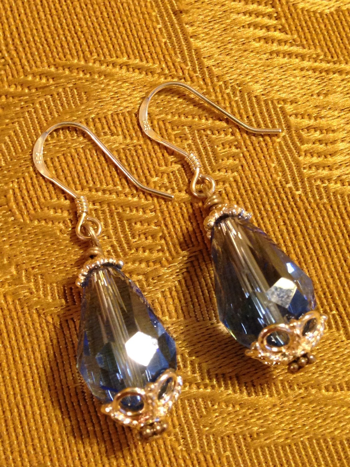 Crystal Clear Blue Glass Drop Earrings