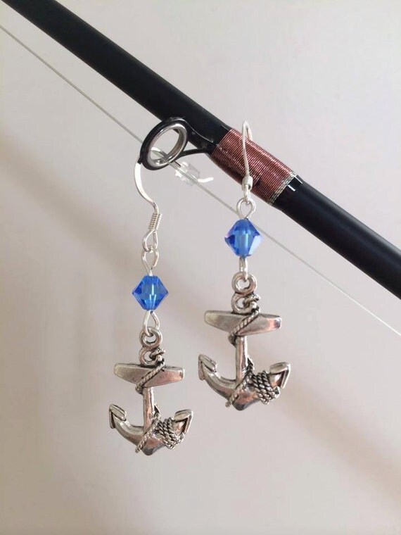 Items similar to Silver Anchor Earrings on Etsy