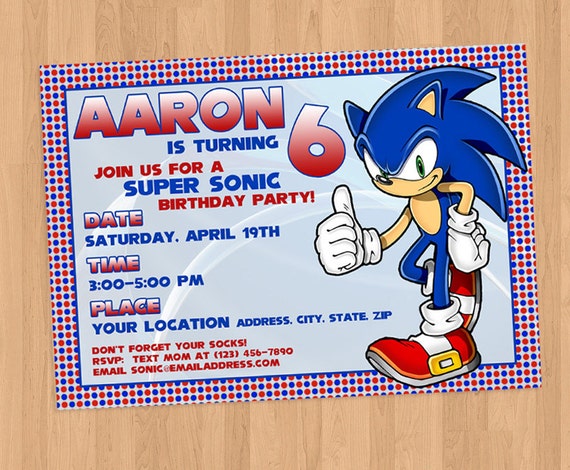 Sonic the Hedgehog Birthday Invitation Printable DIY