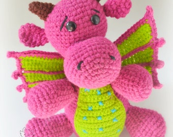 Crochet amigurumi pattern, dragon crochet pattern, crochet toy pattern, Delna the baby dragon, pattern no. 5