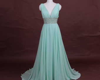 Mint bridesmaid dresses prom dress Beaded evening dress by BBW168