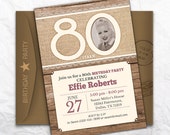 Printable Birthday Invitation WOMAN (50th 60th 70th 80th 90th) Wood Personalized Custom Photo - Birthday Party - Custom Digital File PDF JPG Printable Birthday Invitation WOMAN (50th 60th 70th 80th 90th) Wood Personalized Custom Photo - Birthday Party - Custom Digital File PDF JPG