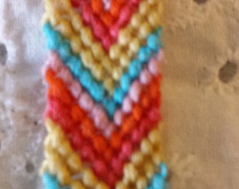 Bright embroidery floss friendship bracelet