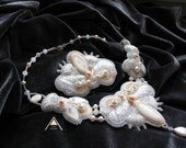 Wedding set with pearl embroidery beads "White Night"