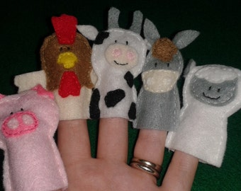 Items Similar To Reserved - Felt Finger Puppet Collection Of 5 On Etsy