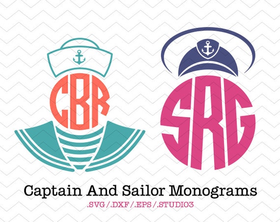 Download Captain and Sailor Circle Monogram Frames SVG DXF EPS