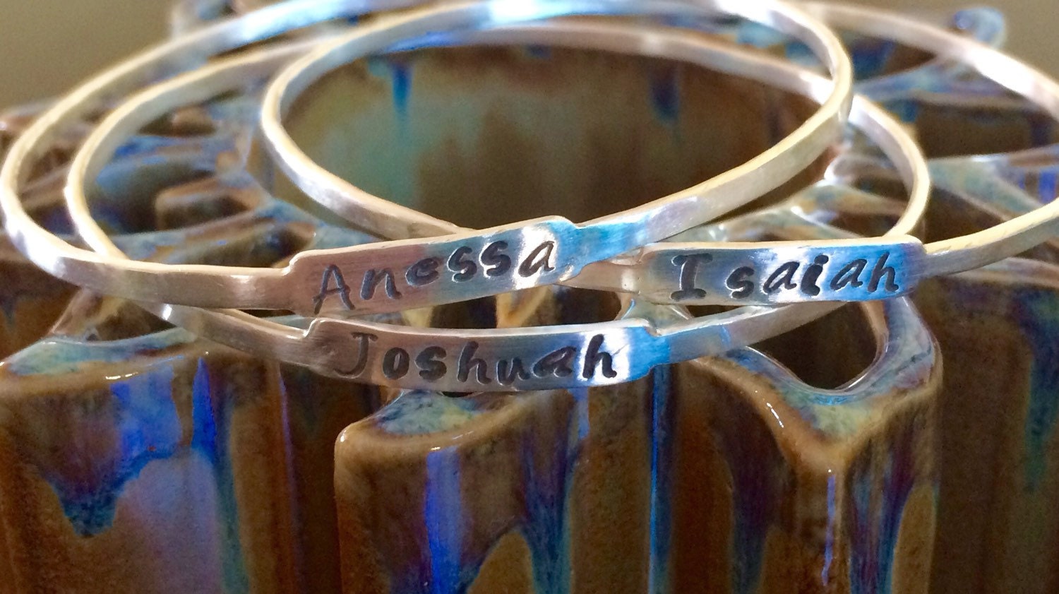 Sterling Silver Mom Bangle Bracelet Mother's Day by MetalRoots