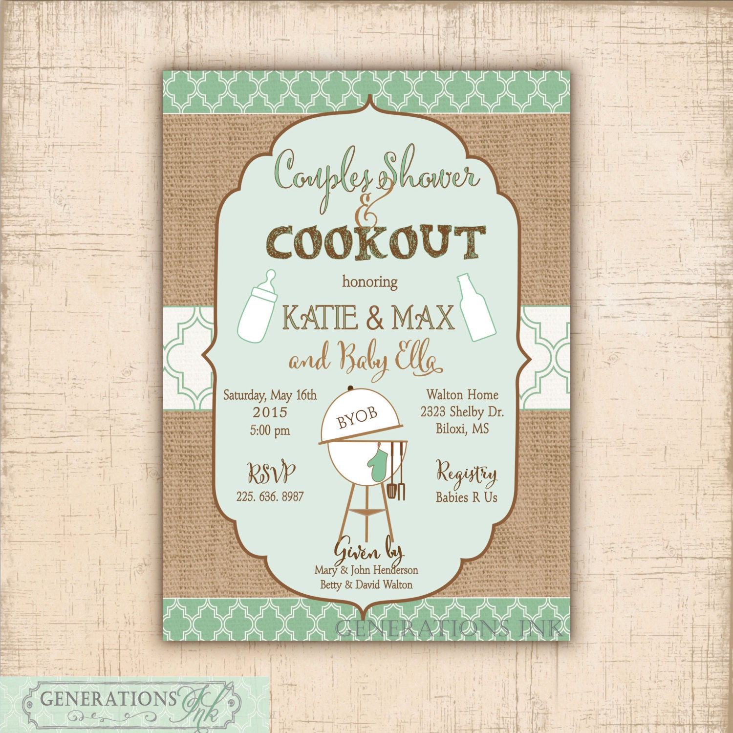 Couples Baby Shower Invitations Cookout 5