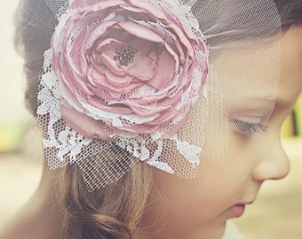 Flower Girl Headband. Flower Headpiece. Baby Girl Pink Flower Headband. Pink Flower Headband. Newborn Pink Flower Headband.