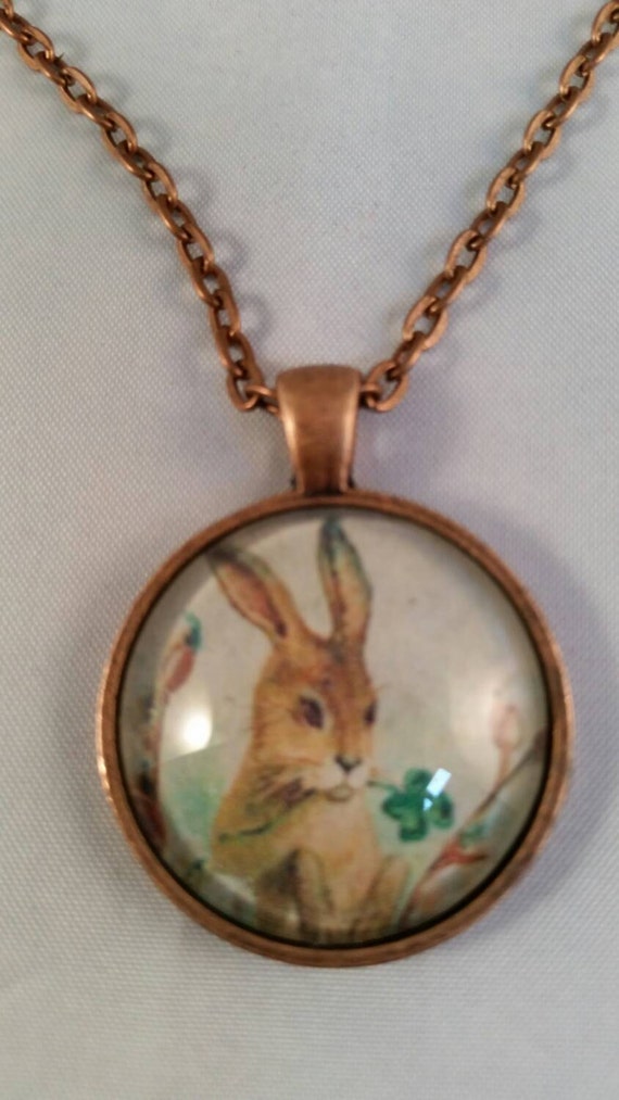 Handmade Easter Necklace with Vintage Rabbit on by SimplySydney2