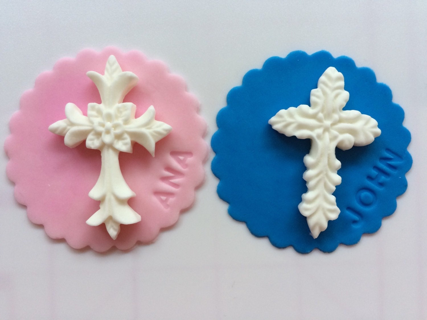 Baptism cupcake toppers 12pcs 2.5 edible fondant cross