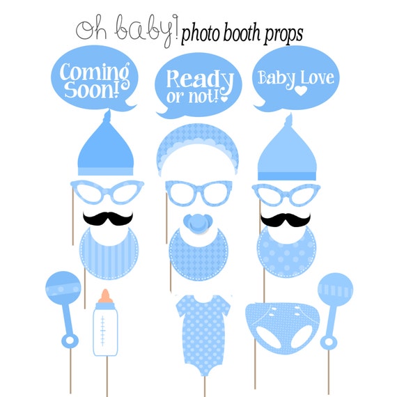 Baby Shower Photo Booth Props Blue for a Boy by MaaddHappyMedia