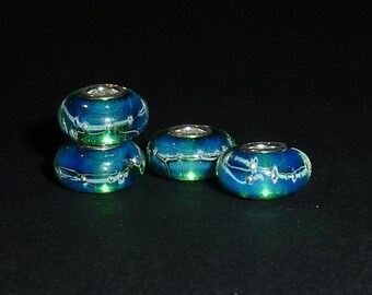 Lampwork large hole beads set - Comet's tale