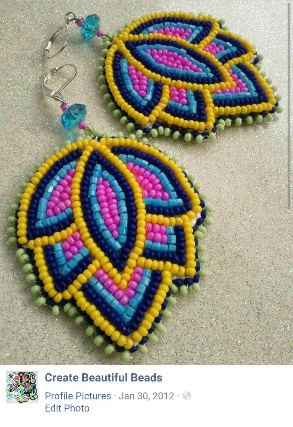 Bright Bold Beaded Floral Earrings by create beautiful beads.