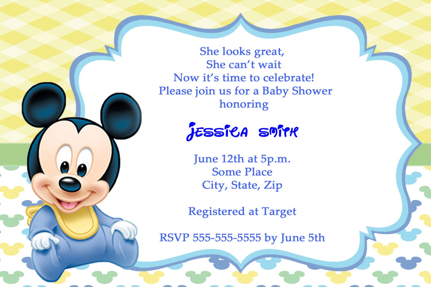 Mickey Mouse Baby Shower Invitations Free Mickey Mouse 1st Birthday 