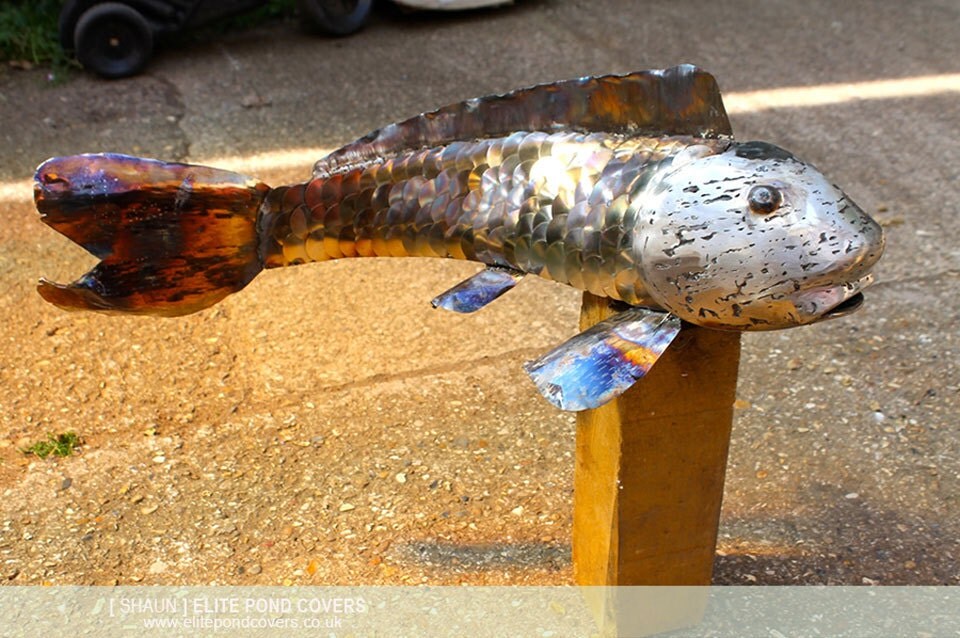 Stainless steel Koi carp sculpture statue by Majesticsculpture