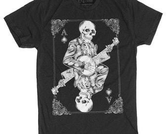 Men's Banjo Shirt - Skull Playing Banjo Men's T-Shirt