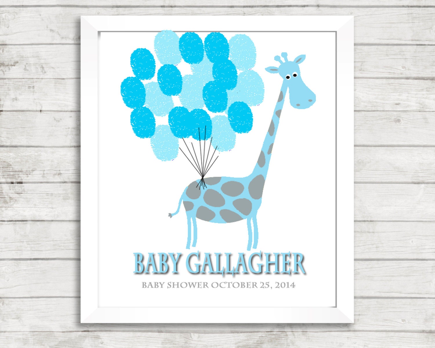 Fingerprint Tree Baby Shower Thumbprint Giraffe Baby Shower