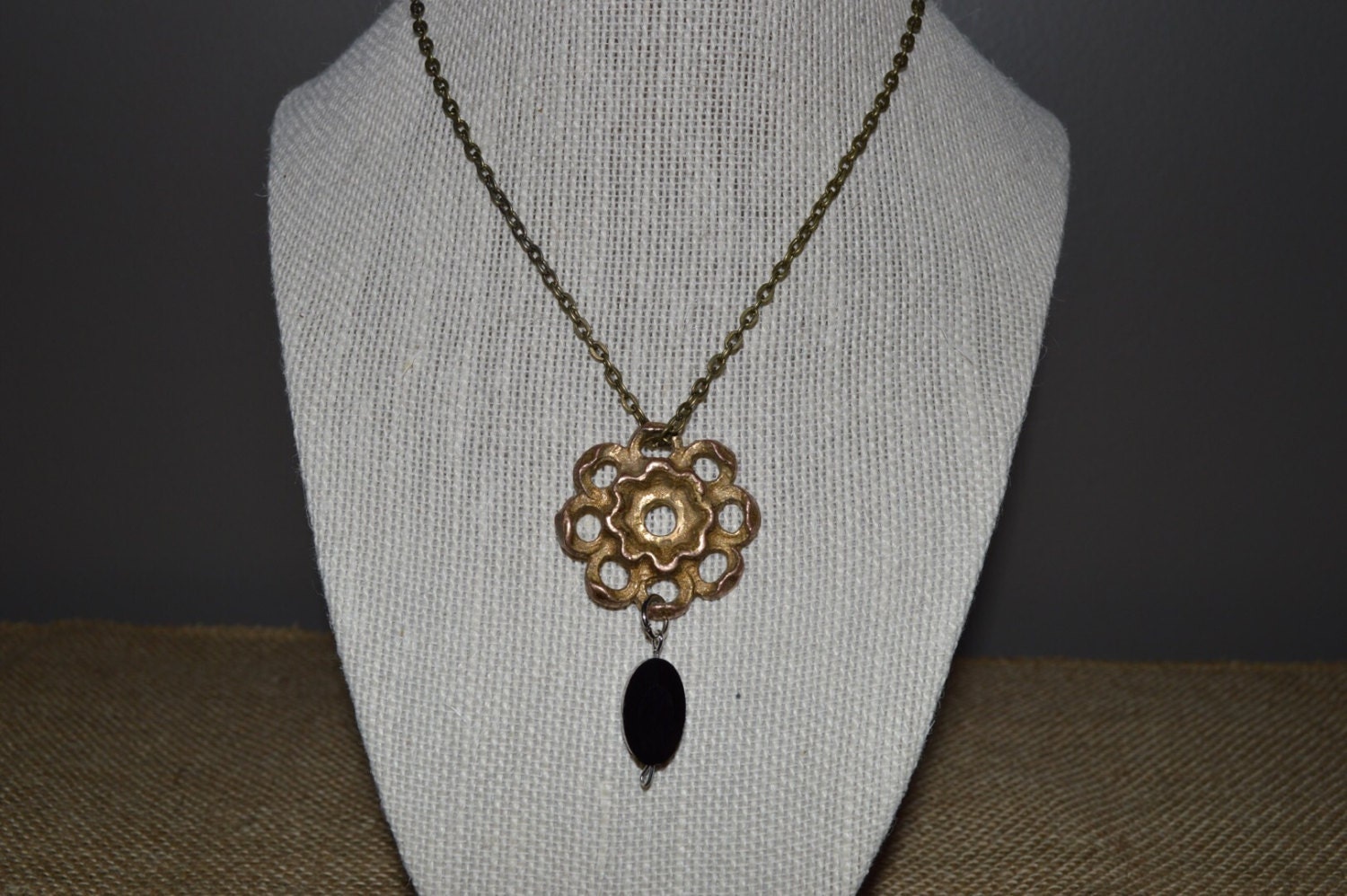 Upcycled vintage hardware necklace antique by Hopewelldesigns