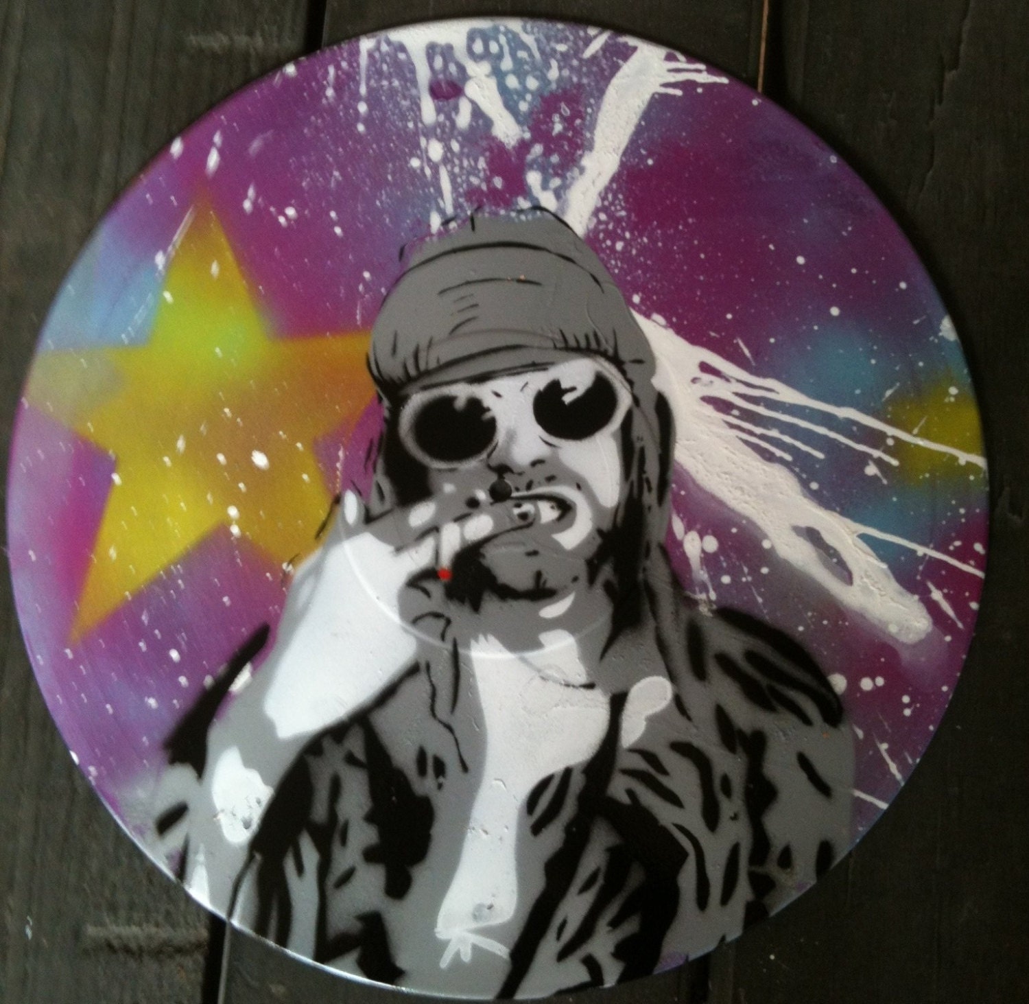Kurt Smoking On Vinyl Kurt Cobain Nirvana Record Spray Paint