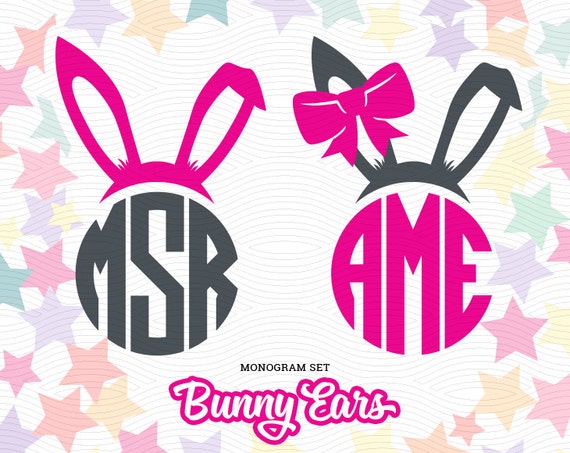 Download Bunny Ears with a Bow Monogram Frames SVG EPS DXF Studio3