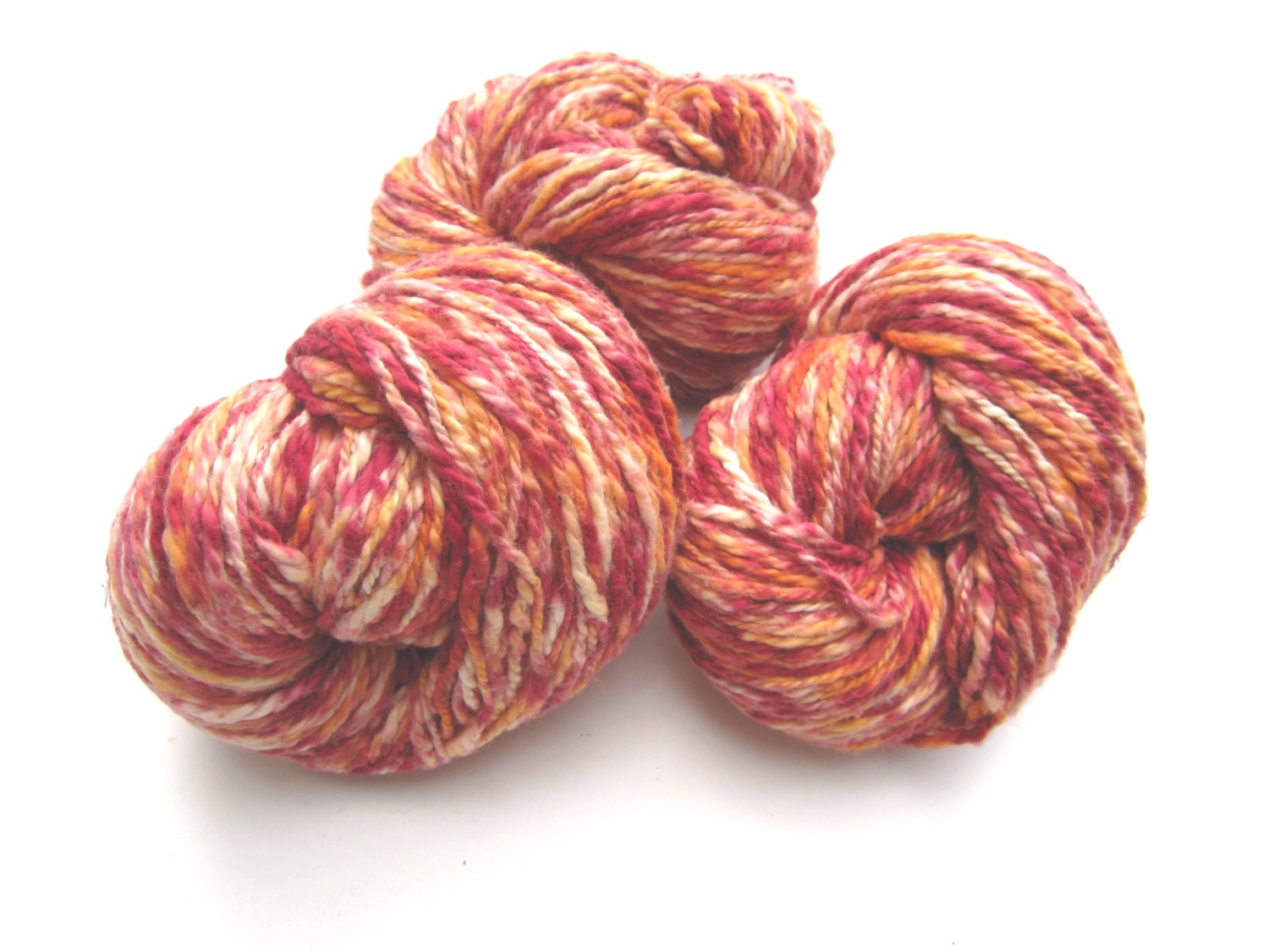 Organic Cotton Yarn Hand Dyed in Burgundy Soft Orange and
