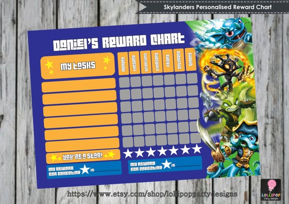 SKYLANDERS Personalised Reward Chart by LollipopPartyDesigns
