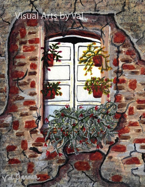 Watercolor Painting 'Beauty After Destruction' Window Fine Art Printed Professionally with Giclee on Watercolor Paper