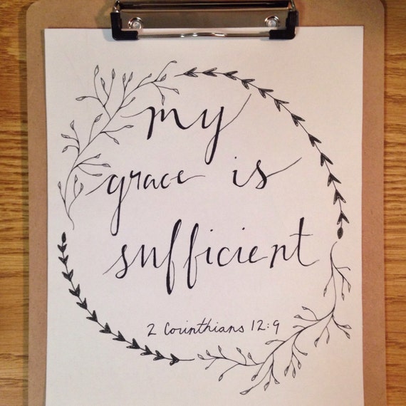 My Grace is Sufficient Hand lettering by TheCreativeTypes on Etsy