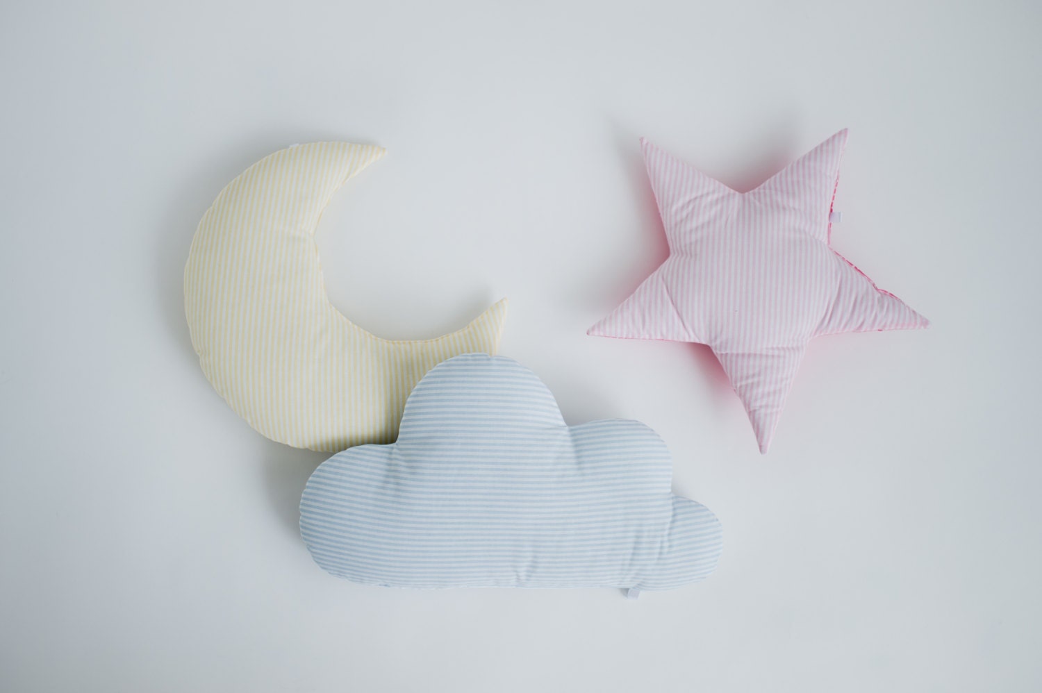 Pillow set Cloud Star Moon shaped pillow Pastel pink yellow