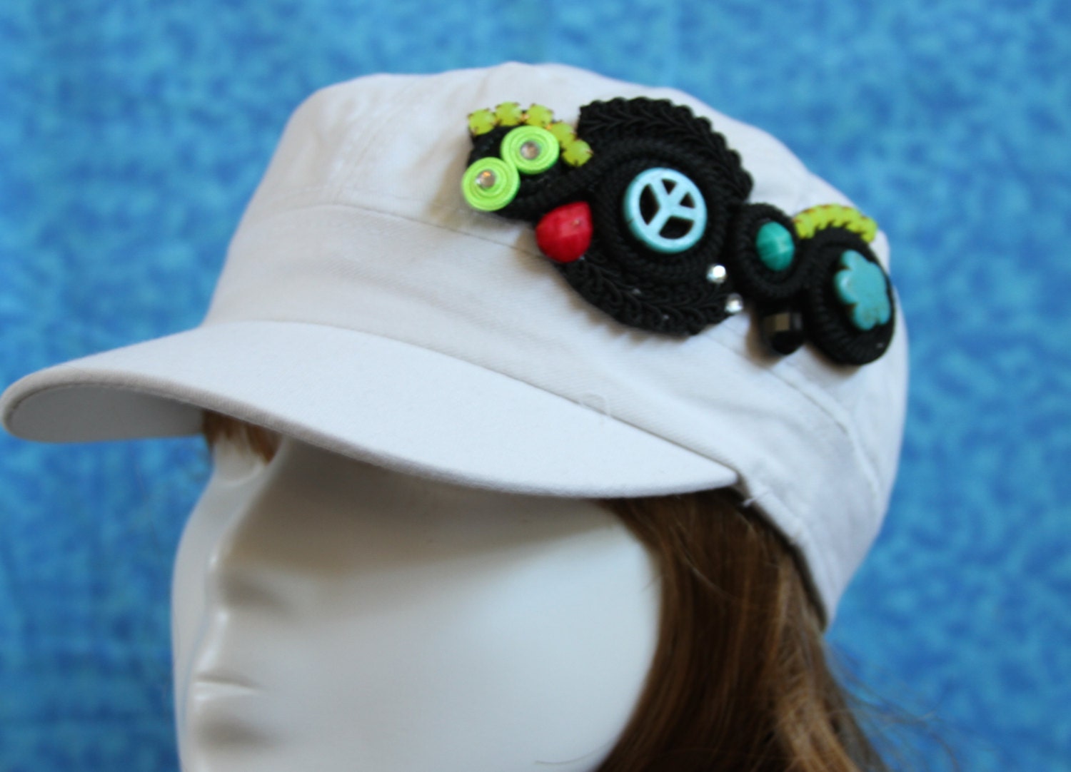 UNIQUE White Cadet Military Women's Hat with by MayuFashion